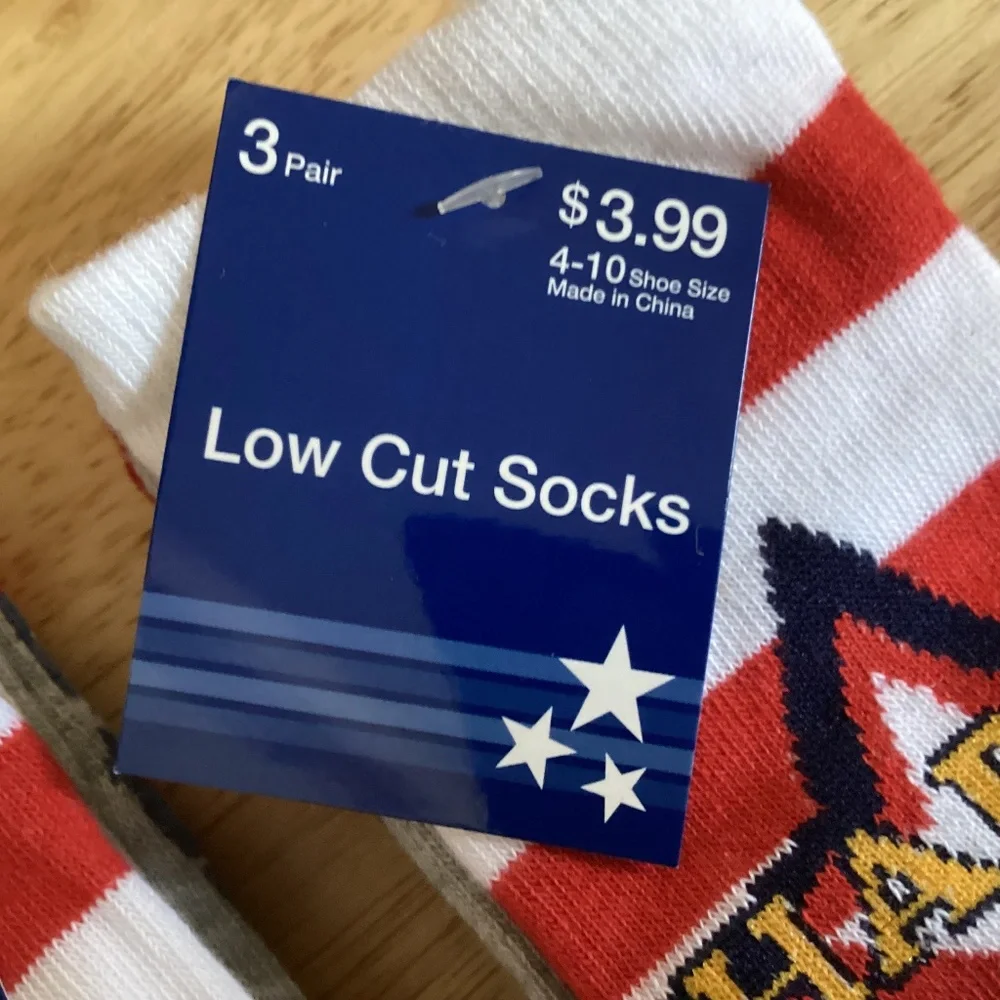 9 Pairs 4th of July Low Cut Socks Shoe Size 4-10 for sale